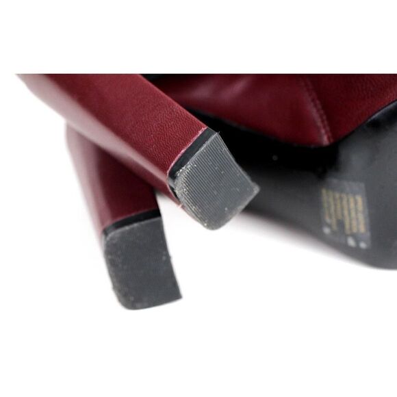 Banana Republic BURGUNDY GENUINE LEATHER OPEN TOE HIGH HEEL SHOES Sz 6.5M - Picture 7 of 11
